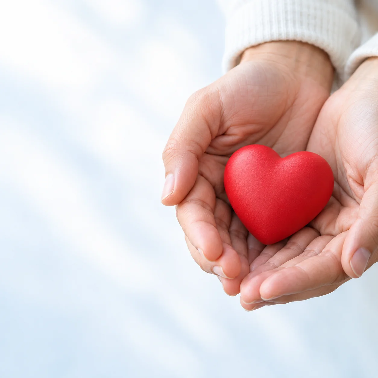 Illustrative image of hands holding a red heart